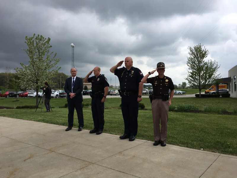 Marshal Fitch at the Post memorial at ISP District 21 TOWN OF SHIPSHEWANA
